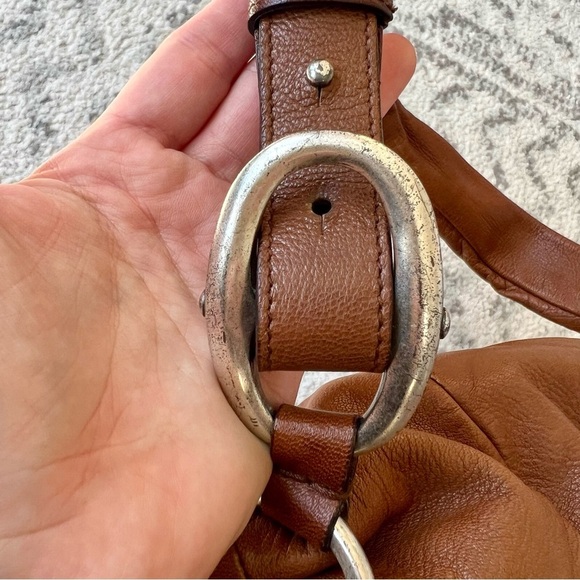 YSL Yves Saint Laurent Mamounia Sac Brown Leather Shoulder Pleated Hobo Bag - Picture 12 of 17